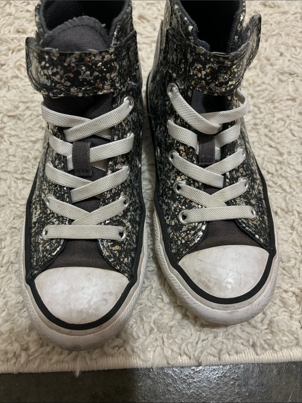 Converse black glittery shoes